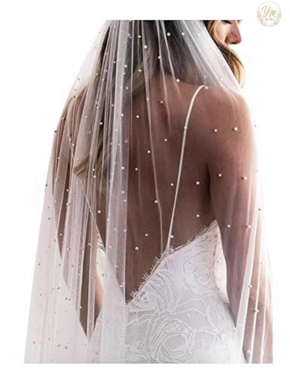 Pearl Tulle Wedding Bridal Veil with Metal Comb